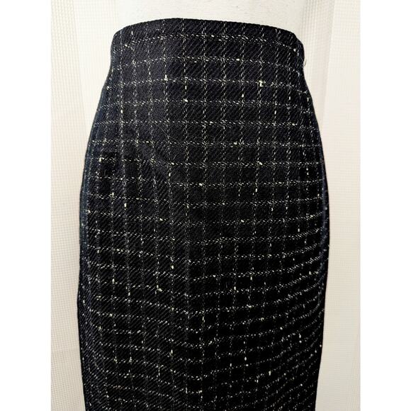 NWOT! JONES NEW YORK! FINE WOOL BLACK/WHITE NUBBY WEAVE PLAID PENCIL SKIRT! SZ 6 - Picture 3 of 8